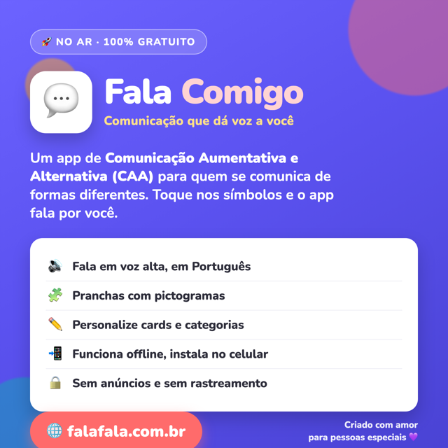 Flyer quadrado do Fala Comigo